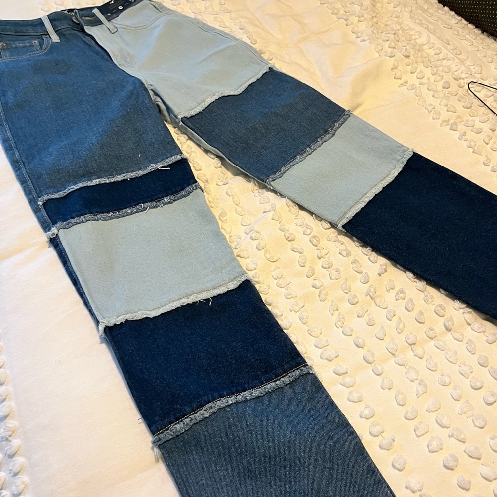Colorblock denim jeans